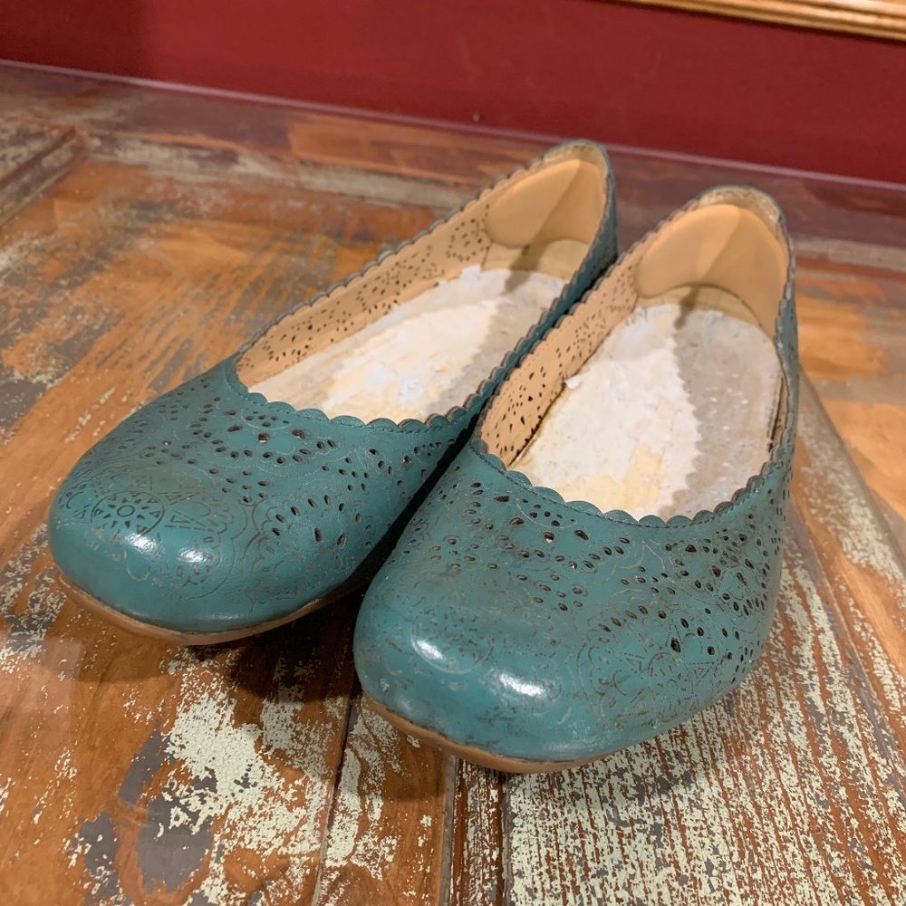 Earthies - LINDI Ballet Flats, US 8, Turquoise